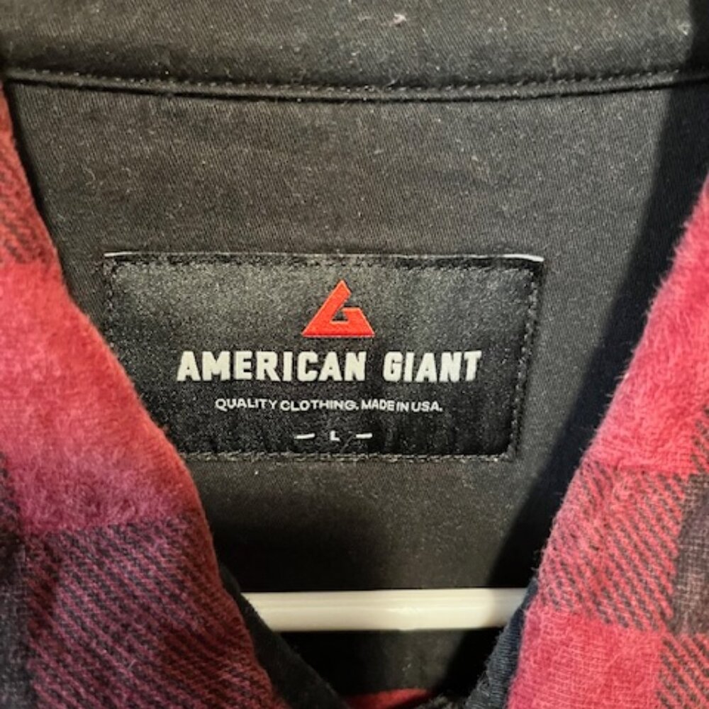 American Giant Redwood Fleece Overshirt — Oxblood Plaid — Size L - Picture 2 of 7